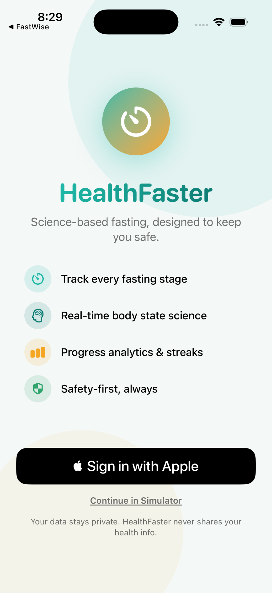 HealthFaster app screenshot