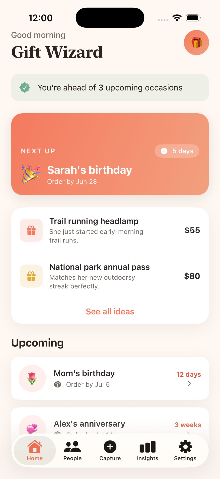 Gift Wizard app screenshot